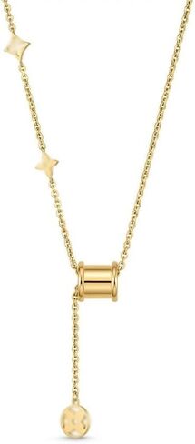 Gold Necklace with Barrel Pendant and Star Charms 18K Gold-Plated Stainless Steel Chain, Women's Jewelry Gift in Saudi Arabia