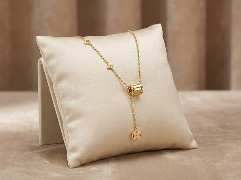 Gold Necklace with Barrel Pendant and Star Charms 18K Gold-Plated Stainless Steel Chain, Women's Jewelry Gift in Saudi Arabia