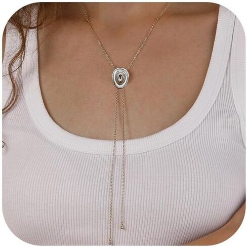 NIXMAX Western Cowgirl Hat Necklace for Women Gold Silver Dainty Bolo Tie Cowboy Outfit Accessories Adjustable Charm Pendant Long Chain Y Necklaces Trendy Country Jewelry Gifts in Saudi Arabia