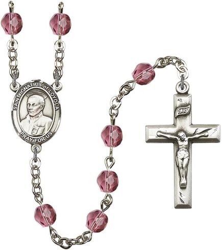 Bonyak Jewelry St. Ignatius of Loyola Silver-Plated Rosary - Every Birth Month Color and More in Kuwait