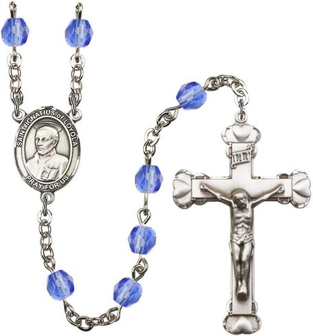 Bonyak Jewelry St. Ignatius of Loyola Silver-Plated Rosary - Every Birth Month Color and More in Kuwait