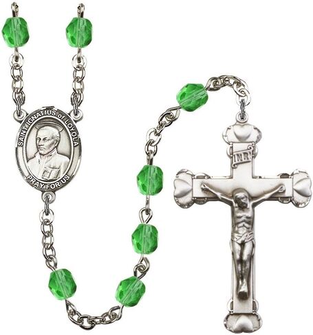 Bonyak Jewelry St. Ignatius of Loyola Silver-Plated Rosary - Every Birth Month Color and More in Kuwait