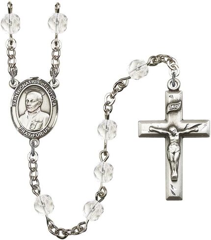 Bonyak Jewelry St. Ignatius of Loyola Silver-Plated Rosary - Every Birth Month Color and More in Kuwait