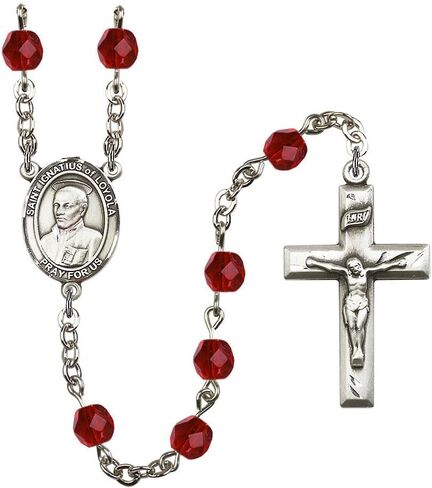 Bonyak Jewelry St. Ignatius of Loyola Silver-Plated Rosary - Every Birth Month Color and More in Kuwait