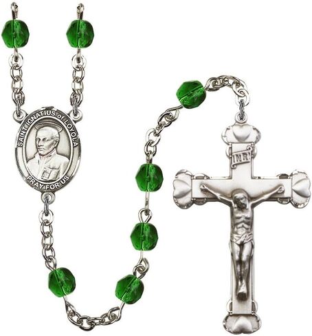 Bonyak Jewelry St. Ignatius of Loyola Silver-Plated Rosary - Every Birth Month Color and More in Kuwait