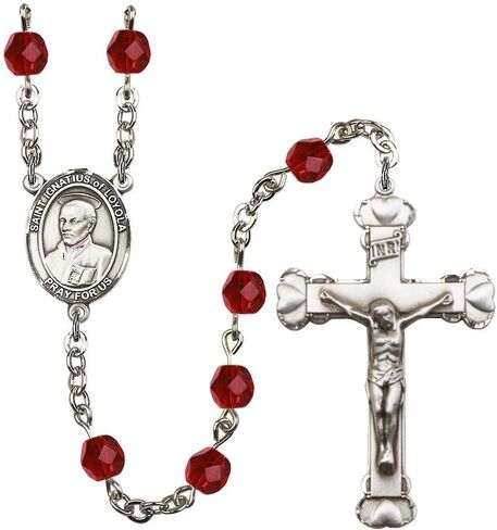 Bonyak Jewelry St. Ignatius of Loyola Silver-Plated Rosary - Every Birth Month Color and More in Kuwait