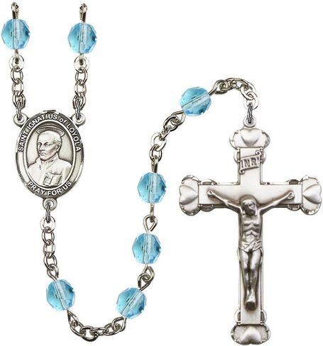 Bonyak Jewelry St. Ignatius of Loyola Silver-Plated Rosary - Every Birth Month Color and More in Kuwait