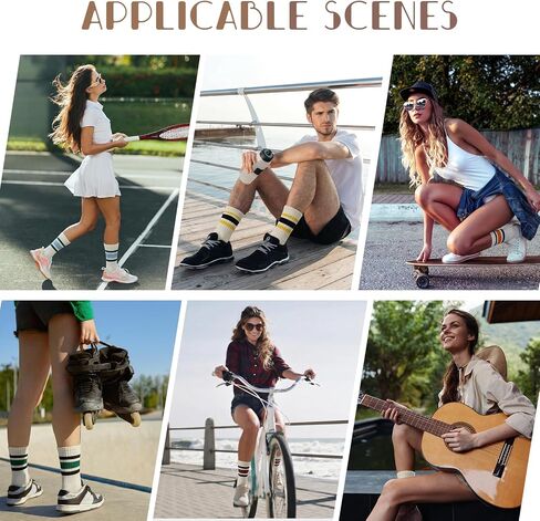 5 Pairs Striped Crew Socks for Women and Men, Cotton Seamless Toe Casual Socks, Retro Slouch Tube Sock in Kuwait