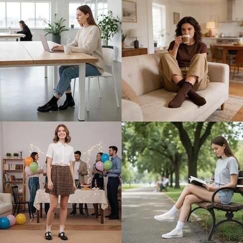 Women Cute Ruffle Socks: Frilly Cuff Fit Boots Dress Shoes for Office Daily Wear - Breathable Comfortable for Work in Kuwait