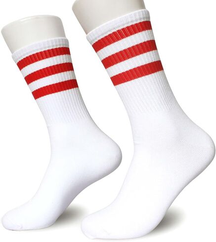 Classic Striped Crew Socks, Soft Cotton Retro Athletic Sport Socks, Back To School Gifts for Men Women in Saudi Arabia
