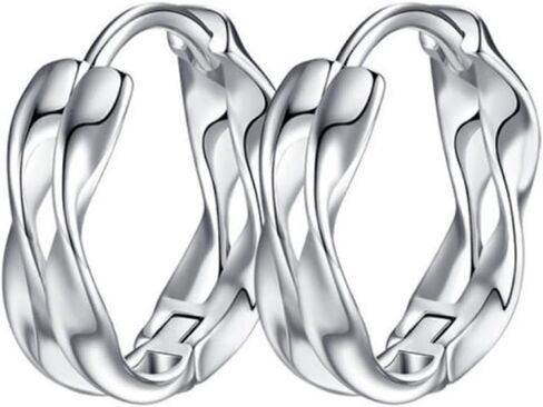 Men's Hoop Earrings, 925 Sterling Silver, Round Huggie Style, Ear Piercings in Saudi Arabia