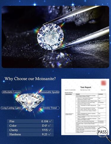 RoseJeopal Moissanite Stud Earrings, 925 Sterling Silver Earrings, 18K White Gold Plated Hypoallergenic Moissanite Silver Studs for Men Women 0.6-2.0CT in Saudi Arabia