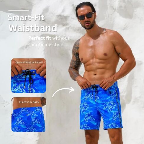 Tucann Men's Trunks 7" Compression Liner Quick Dry Zipper Pocket Chlorine Resistan 4 Way Stretch Swim Shorts for Men in Saudi Arabia
