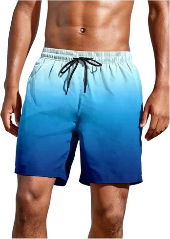 شورت سباحة رجالي من SweatyRocks سروال سباحة متدرج بخصر مطاطي للصيف والعطلات والشاطئ لركوب الأمواج مع جيوب in Kuwait