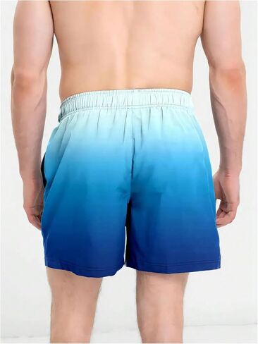 شورت سباحة رجالي من SweatyRocks سروال سباحة متدرج بخصر مطاطي للصيف والعطلات والشاطئ لركوب الأمواج مع جيوب in Kuwait