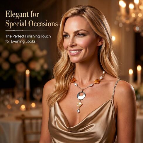 Freshwater Pearl Necklace for Women, 10-11mm Coin Pearls, 925 Sterling Silver Clasp, Agate & Opal Accents, Handmade Baroque Jewelry for Wedding, Anniversary, Gift in Saudi Arabia