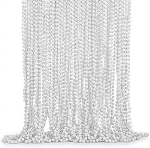 48 Pack Faux Long Pearl Necklace Bulk, 33" White Fake Pearl Beaded Strands Costume Jewelry for Women, 1920s Flapper Accessories for Wedding Bridal Shower Tea Party Birthday Decor in Saudi Arabia