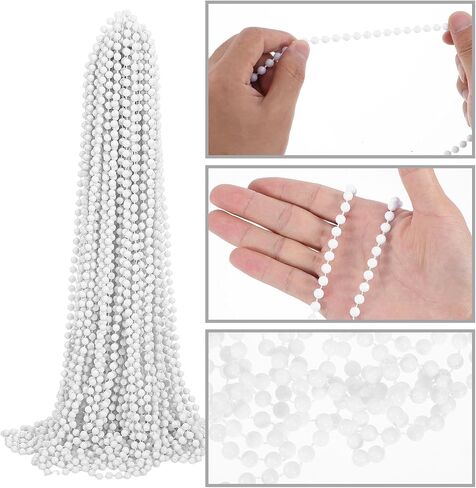 48 Pack Faux Long Pearl Necklace Bulk, 33" White Fake Pearl Beaded Strands Costume Jewelry for Women, 1920s Flapper Accessories for Wedding Bridal Shower Tea Party Birthday Decor in Saudi Arabia