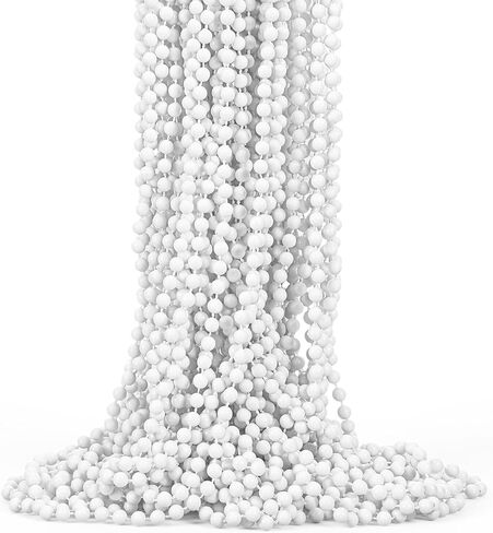 48 Pack Faux Long Pearl Necklace Bulk, 33" White Fake Pearl Beaded Strands Costume Jewelry for Women, 1920s Flapper Accessories for Wedding Bridal Shower Tea Party Birthday Decor in Saudi Arabia