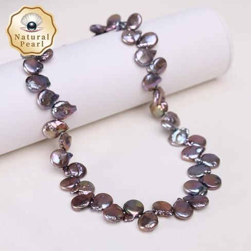 Natural Freshwater Pearl Bead Necklace for Women, Sterling Silver and 18K Gold-Plated, Multiple Styles, Ideal for Valentine's Day, Anniversaries, and Birthdays (Iridescent) in Saudi Arabia