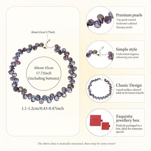 Natural Freshwater Pearl Bead Necklace for Women, Sterling Silver and 18K Gold-Plated, Multiple Styles, Ideal for Valentine's Day, Anniversaries, and Birthdays (Iridescent) in Saudi Arabia