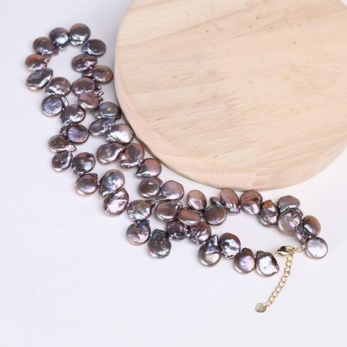 Natural Freshwater Pearl Bead Necklace for Women, Sterling Silver and 18K Gold-Plated, Multiple Styles, Ideal for Valentine's Day, Anniversaries, and Birthdays (Iridescent) in Saudi Arabia