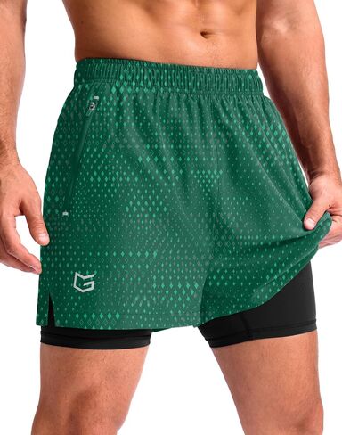 G Gradual Men's Running Gym Shorts with Compression Liner 5"/ 7"/ 9" Quick Dry Workout Athletic Shorts for Men Zipper Pockets in Kuwait