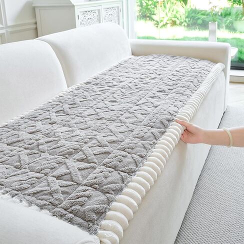 Fuzzy Couch Covers for Dogs, Non Slip Thick Dog Couch Cover Protector, Plush Pet Couch Covers for Sofa Washable, Soft Sofa Cushion Slipcovers Pet Friendly(1PC, Light Grey, 27.6"x70.9") in Saudi Arabia