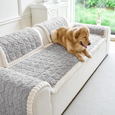 Fuzzy Couch Covers for Dogs, Non Slip Thick Dog Couch Cover Protector, Plush Pet Couch Covers for Sofa Washable, Soft Sofa Cushion Slipcovers Pet Friendly(1PC, Light Grey, 27.6"x70.9") in Saudi Arabia