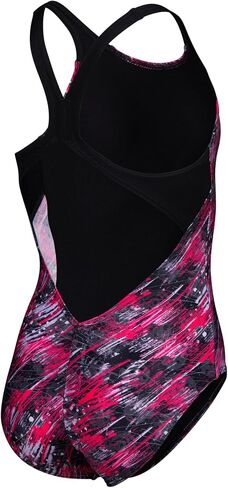 ARENA Performance Girls' Junior Draft V Back Swimsuit Competitive One Piece Easy Wear Youth Bathing Suit Durable Secure Fit Chlorine Resistant, Black/Multi Black, US Size 8-10 Jr/26 in Kuwait