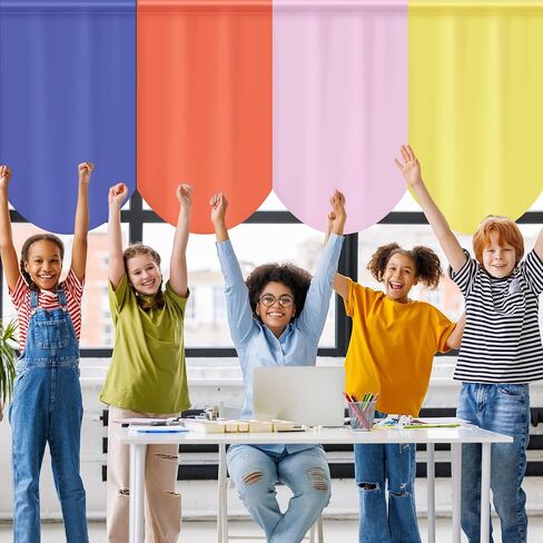 6 قطع ستائر كولور كراش للفصول المدرسية، ستائر ملونة للعودة إلى المدرسة، ديكورات نوافذ للفصول الدراسية لرياض الأطفال ومرحلة ما قبل المدرسة وغرفة النوم وغرفة اللعب in Kuwait