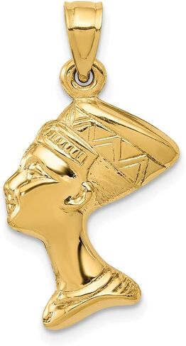 Solid 14K Yellow Gold 3-D Nefertiti Pendant (0.55 x 1.02 Inches) in Kuwait