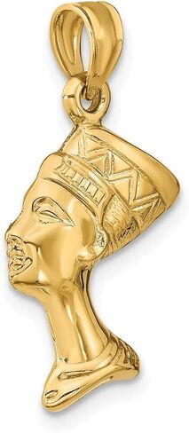 Solid 14K Yellow Gold 3-D Nefertiti Pendant (0.55 x 1.02 Inches) in Kuwait