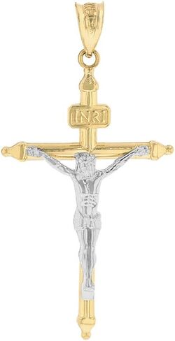قلادة صليب INRI من الذهب الأصفر والأبيض بلونين عيار 10 قيراط (1.2 بوصة) in Kuwait