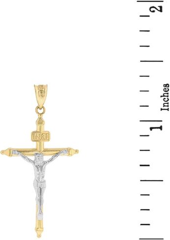 قلادة صليب INRI من الذهب الأصفر والأبيض بلونين عيار 10 قيراط (1.2 بوصة) in Kuwait