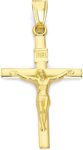 Solid 14k Gold INRI Crucifix Pendant - Religious Faith Cross Jewelry in Kuwait