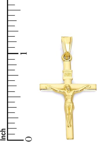 Solid 14k Gold INRI Crucifix Pendant - Religious Faith Cross Jewelry in Kuwait