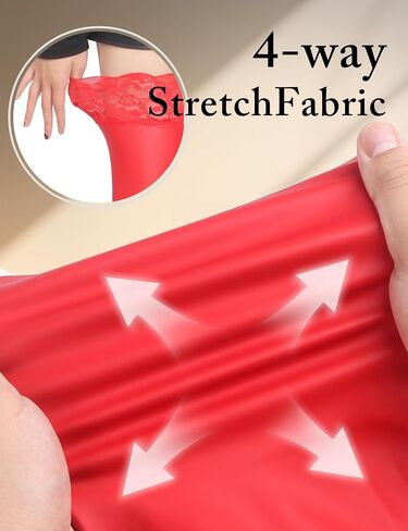 ohyeah Women Sexy PU Leather Thigh High Stockings Plus Size XS-5XL Lace Top Stay Up Silicone Anti-Slip Pantyhose Long Socks in Kuwait