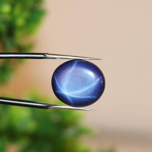REAL-GEMS 6 Rays Star Sapphire 11 Ct. Perfect Oval Shape Cabochon Loose Gemstone in Kuwait