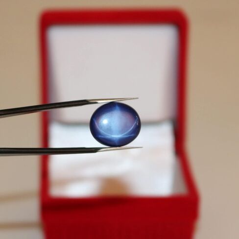 REAL-GEMS 6 Rays Star Sapphire 11 Ct. Perfect Oval Shape Cabochon Loose Gemstone in Kuwait