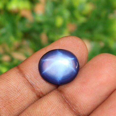 REAL-GEMS 6 Rays Star Sapphire 11 Ct. Perfect Oval Shape Cabochon Loose Gemstone in Kuwait