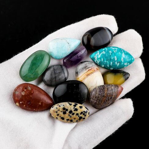 CRYSTALIS (10pcs) Wholesale Bulk Mix Semi-Precious Cabochons Gemstones, Jewelry Making Supply, Wire Wrapping, Natural Loose Crystals, DIY, Gem Collectibles, Home Decor, Art, Crafts, Healing Gift Pack in Kuwait