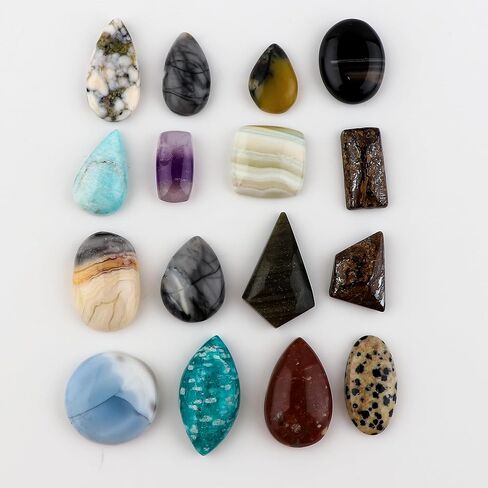 CRYSTALIS (10pcs) Wholesale Bulk Mix Semi-Precious Cabochons Gemstones, Jewelry Making Supply, Wire Wrapping, Natural Loose Crystals, DIY, Gem Collectibles, Home Decor, Art, Crafts, Healing Gift Pack in Kuwait