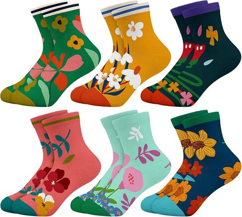 Floral Socks Girls Ankle Print Patterned Funny Cute Kids Novelty Socks 2-8Y Unique Birthday Gift 6 Pairs in Saudi Arabia