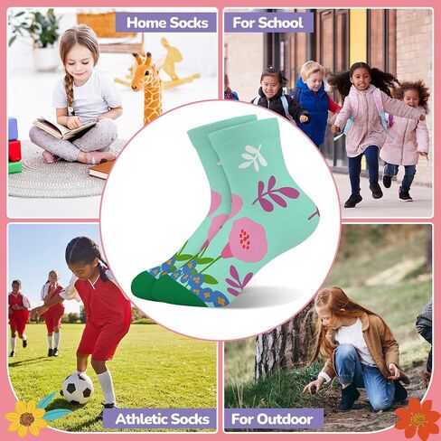 Floral Socks Girls Ankle Print Patterned Funny Cute Kids Novelty Socks 2-8Y Unique Birthday Gift 6 Pairs in Saudi Arabia