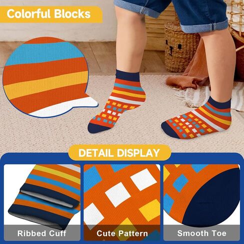 Kids Socks Ankle Fun Colorful Patterned Novelty Socks for Girls and Boys Soft Comfy Cotton Unisex 6 Pairs 9-14Y in Saudi Arabia