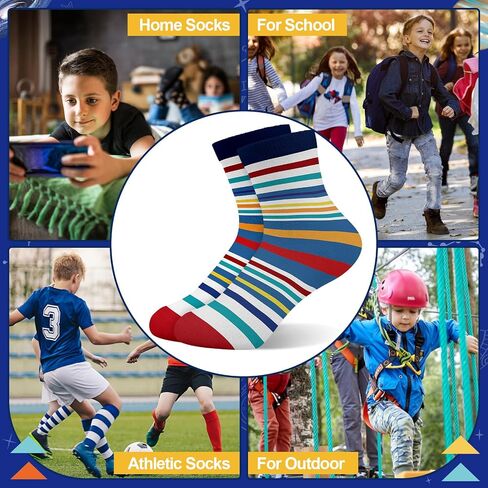Kids Socks Ankle Fun Colorful Patterned Novelty Socks for Girls and Boys Soft Comfy Cotton Unisex 6 Pairs 9-14Y in Saudi Arabia