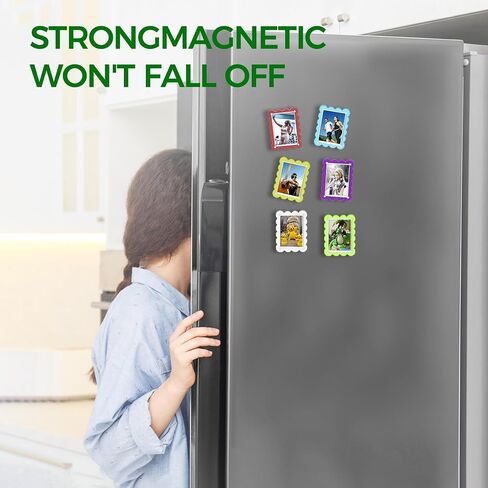Lovemolly 6-Pack Petal Shaped Acrylic Magnetic Photo Frames – Colorful Double-Sided Refrigerator Picture Holder for Fujifilm Instax Mini & Polaroid, 2.36×3.54 Inch Clear Mini Magnet Display, 6 Colored Blocks in Saudi Arabia