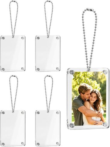 4pcs Car Hanging Photo Holder with Magnetic Frame for Rear View Mirror – Personalized Acrylic Picture Display Car Accessories in Saudi Arabia