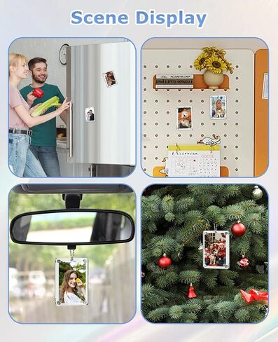 4pcs Car Hanging Photo Holder with Magnetic Frame for Rear View Mirror – Personalized Acrylic Picture Display Car Accessories in Saudi Arabia